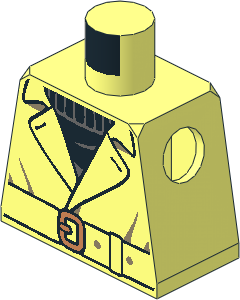 Minifig Torso with Trench Coat over Black Sweater and Belt with Copper Buckle Pattern