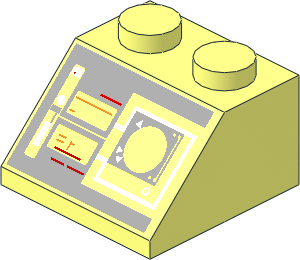 Slope Brick 45  2 x  2 with Controls, Buttons, and Navigation Display Pattern