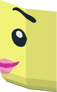 ~Minifig Head with Pink Lips, Smile Half Pattern