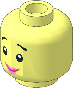Minifig Head with Pink Lips, Smile / Concerned 2-Sided Pattern