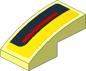 Slope Brick Curved  2 x  1 with Black and Red Taillamp on Yellow Background Right Sticker