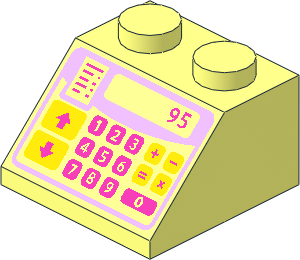 Slope Brick 45  2 x  2 with Pink, Lavender and Yellow Cash Register Pattern
