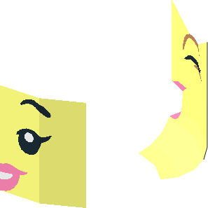 ~Minifig Head with Pink Lips, Smile / Cheerful Pattern 2-Sided Half Pattern