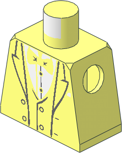 Minifig Torso with Tuxedo, White Shirt and Black Bow Tie Pattern