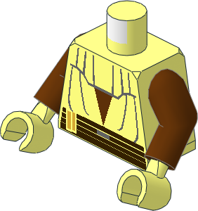 Minifig Torso with Arms and Hands with SW Layered Vest with Reddish Brown Undershirt and Dark Brown Belt Pattern