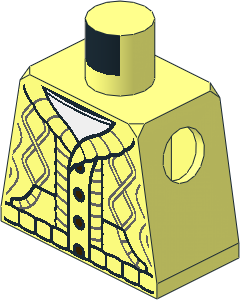 Minifig Torso with Knitted Cardigan with Buttons over White Undershirt Pattern