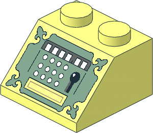 Slope Brick 45  2 x  2 with Sand Green Cash Register Pattern