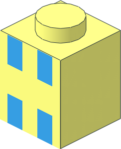 Brick  1 x  1 with 4 Light Blue Squares Sticker