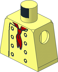 Minifig Torso with Chef Jacket with 8 Buttons without Wrinkles and Long Red Neckerchief Pattern