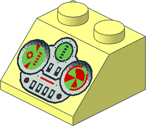 Slope Brick 45  2 x  2 with SW Green and Grey Controls Pattern