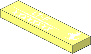 Tile  1 x  4 with White Ferrari Horse Logo and "LT-F" with Variable Code Pattern
