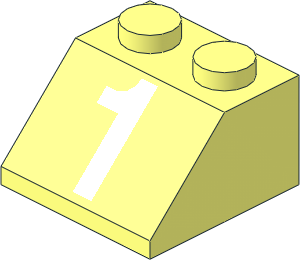 Slope Brick 45  2 x  2 with White "1" Pattern