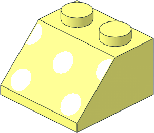 Slope Brick 45  2 x  2 with  3 White Dots and  2 White Half-Dots Pattern