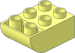 Duplo Brick  2 x  3 with Curved Bottom