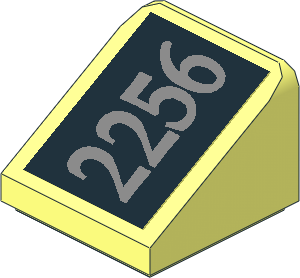 Slope Brick 31  1 x  1 x 0.667 with Metallic Silver "2256" on Black Background Left Sticker