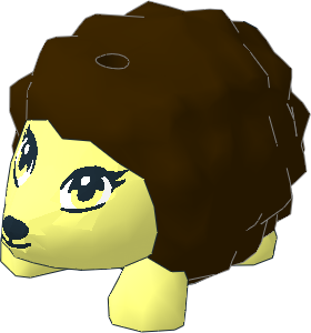 Animal Hedgehog with Black Eyes, Eyelashes and Nose and Dark Brown Spines Pattern