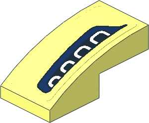 Slope Brick Curved  2 x  1 with Black and Dark Blue Headlamp on Transparent Background Left Sticker