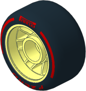 Wheel 13.4 x 24 with Rubber Black Integral Smooth Racing Tyre with Red "PIRELLI P ZERO" Pattern