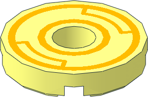 Tile  2 x  2 Round with Hole with Yellow Circles Pattern