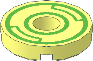 Tile 2 x 2 Round with Hole with Bright Green Circles Pattern