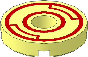 Tile 2 x 2 Round with Hole with Red Circles Pattern