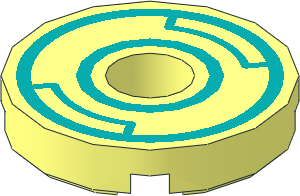 Tile 2 x 2 Round with Hole with Dark Turquoise Circles Pattern