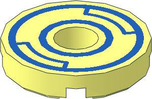 Tile 2 x 2 Round with Hole with Blue Circles Pattern