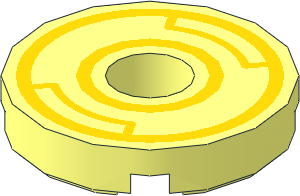 Tile  2 x  2 Round with Hole with Orange Circles Pattern