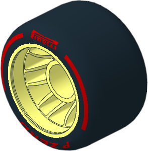 Wheel 14.9 x 24 with Rubber Black Integral Smooth Racing Tyre with Red "PIRELLI P ZERO" Pattern