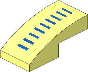 Slope Brick Curved  2 x  1 with  9 Blue Lines Pattern