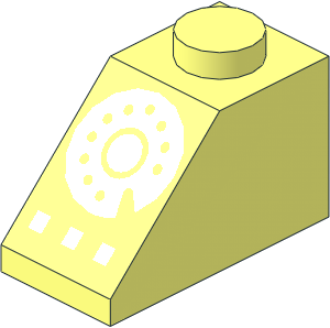 Slope Brick 45  2 x  1 with White Rotary Dial Pattern