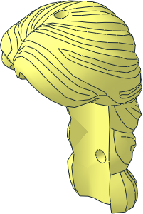 Minifig Hair Long Ponytail, French Braided, Blunt End, Hole on Top,  2 Holes on Back