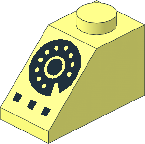 Slope Brick 45  2 x  1 with Black Rotary Dial Pattern