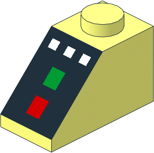 Slope Brick 45  2 x  1 with 5 White Red Green Controls Pattern