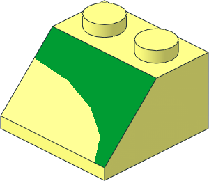 Slope Brick 45  2 x  2 with Right Green Inverse 1/4 Disc Pattern