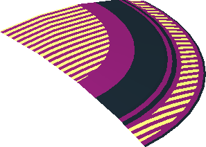~Dish  6 x  6 Inverted - No Studs with Handle with Black and Magenta Concentric Lines and Thin Magenta Grill Pattern - 1/4