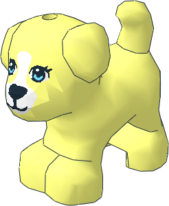 Animal Puppy Standing with Medium Azure Eyes with Outline, Black Nose and Mouth, White Blaze and Muzzle Pattern