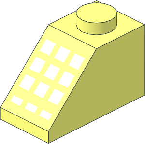 Slope Brick 45  2 x  1 with 9 + 3 White Buttons Pattern