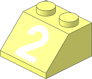 Slope Brick 45  2 x  2 with White "2" Pattern