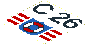 Sticker  4.2 x  4.2 with Black "C 26" and Coast Guard (1995) Logo