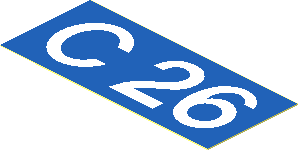 Sticker  1.0 x  2.3 with White "C 26" on Blue