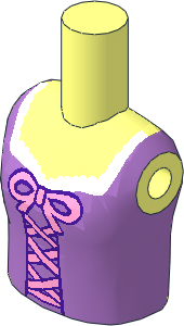 Figure Friends Girl Torso with Medium Lavender Top with Bright Pink Lacing and Bow Pattern