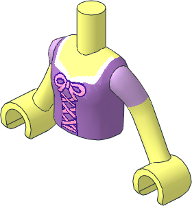 Figure Friends Girl Torso with Arms with Medium Lavender Top with Bright Pink Lacing and Bow Pattern