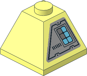 Slope Brick 45  2 x  2 Double Convex with Medium Azure and White Keypad and Black Vents Sticker