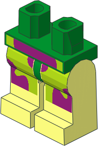 Minifig Hips and Legs with Magenta Flowers on Lime Shorts Pattern