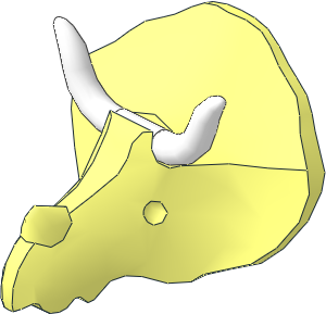 Animal Dinosaur Head Triceratops with White Horns