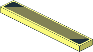 Tile  1 x  6 with 2 Black Triangles on Olive Green Up Right Sticker