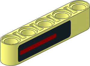 Technic Beam  5 with Red Stripe on Black Sticker