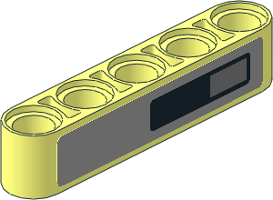 Technic Beam  5 with Silver Rectangle in Black Panel on Light Bluish Grey Sticker