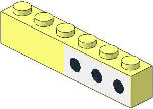 Brick  1 x  6 with  3 Black Spots on White Background Right Sticker